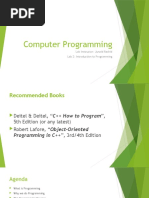 Computer Programming: Lab Instructor: Junaid Rashid Lab 2: Introduction To Programming