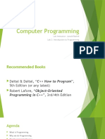 Computer Programming: Lab Instructor: Junaid Rashid Lab 2: Introduction To Programming