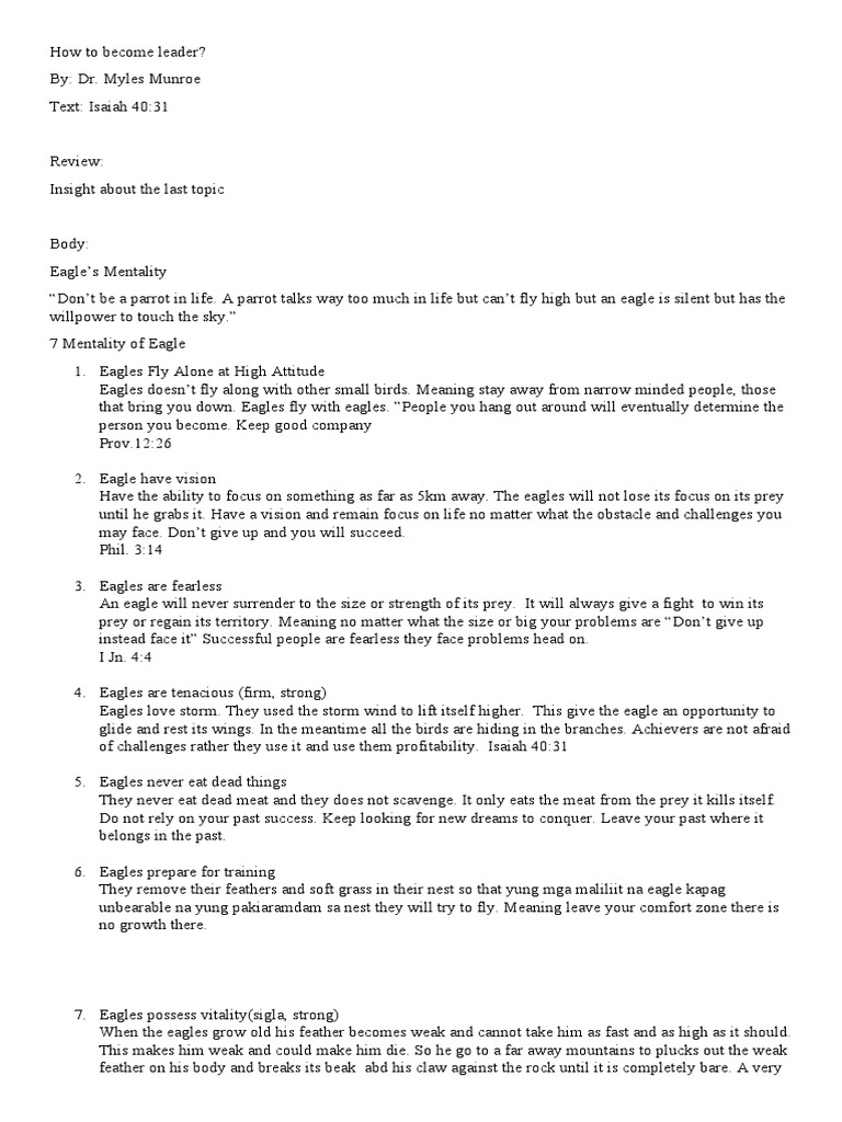 How To Become Leader Pdf Eagle Paravians
