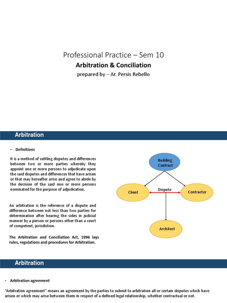 Arbitration and Conciliation Overview | PDF | Arbitration | Arbitral ...