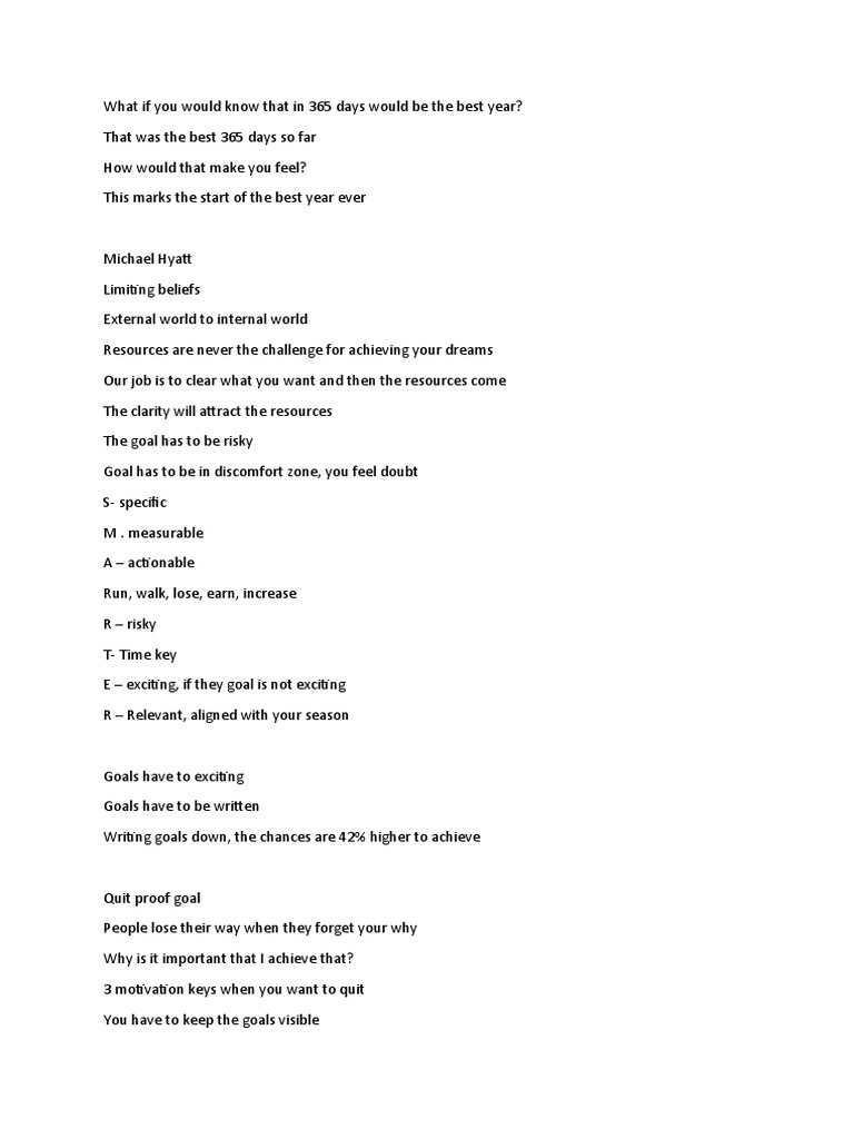Rory Vaden + Hyatt Goal Setting | PDF