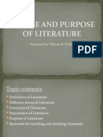 Nature and Purpose of Literature: Prepared By: Ellaine B. Prado