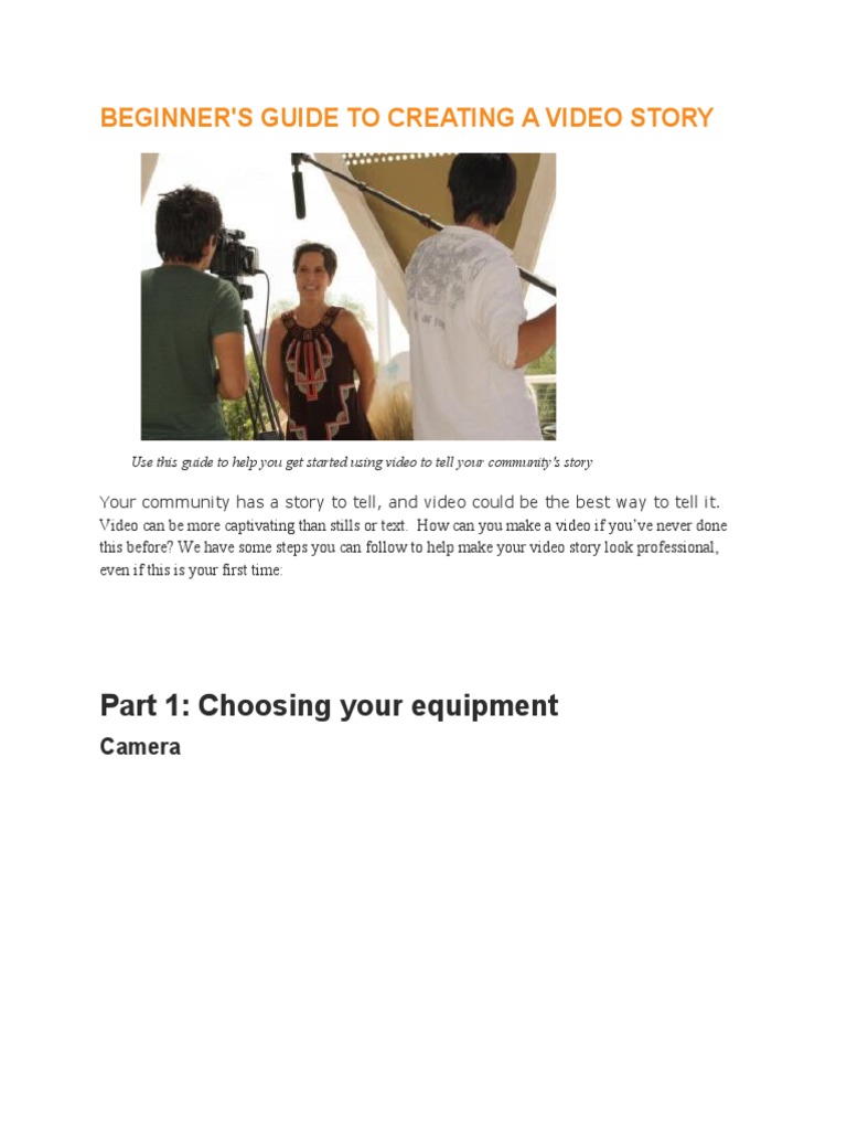 Video Storytelling for Beginners Guide | PDF | Camera | Interview
