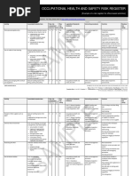 Occupational Health and Safety Risk Register: (Example of A Risk Register For Office-Based Activities)