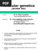 Molecular Genetics: (BCHEM 365)