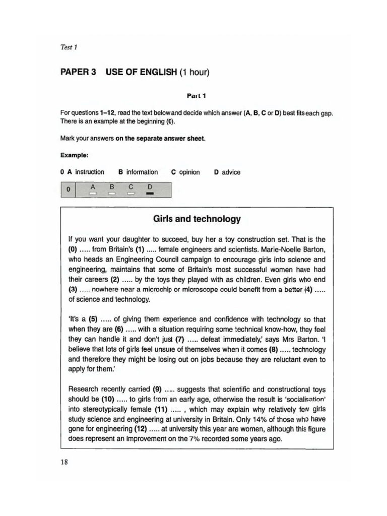 CAE 1 Vechi Test 1 | PDF