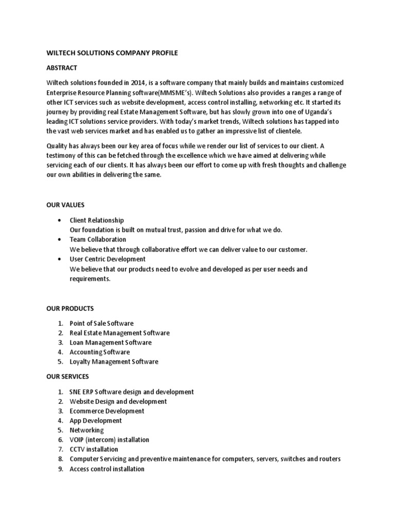 Company Write Up Sample | PDF | Computers