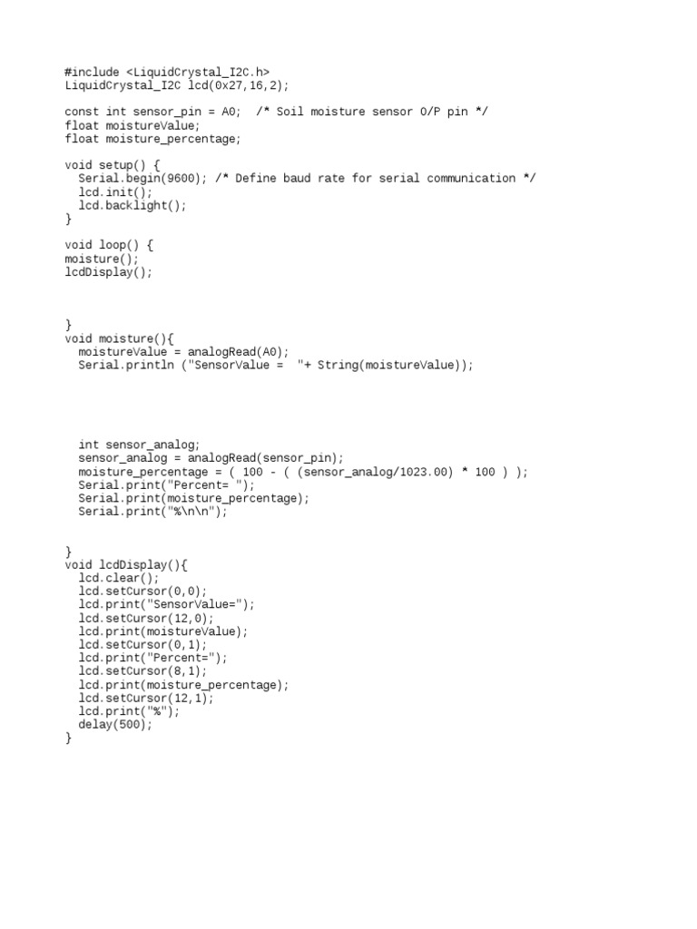 Moisture Sensor Codes | PDF