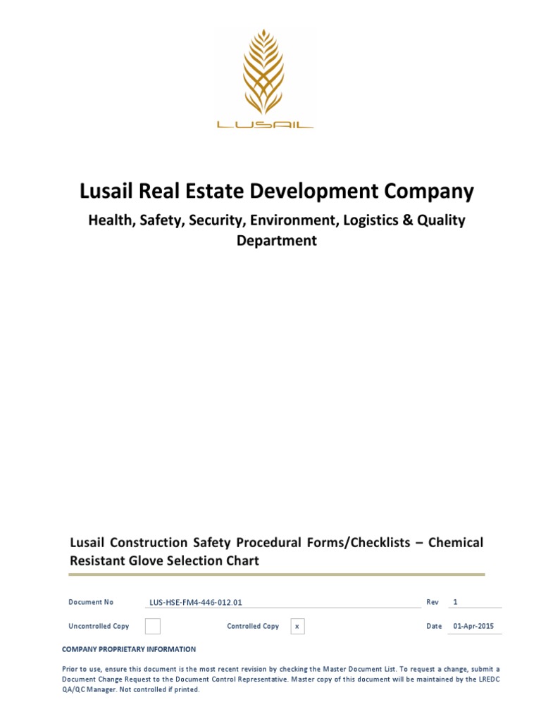 LUSHSEFM4446012.01 Chemical Resistant Glove Selection Chart PDF Ethanol Chemical
