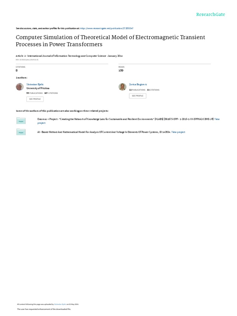 Computer Simulation of Theoretical Model of Electr | PDF | Inductance ...