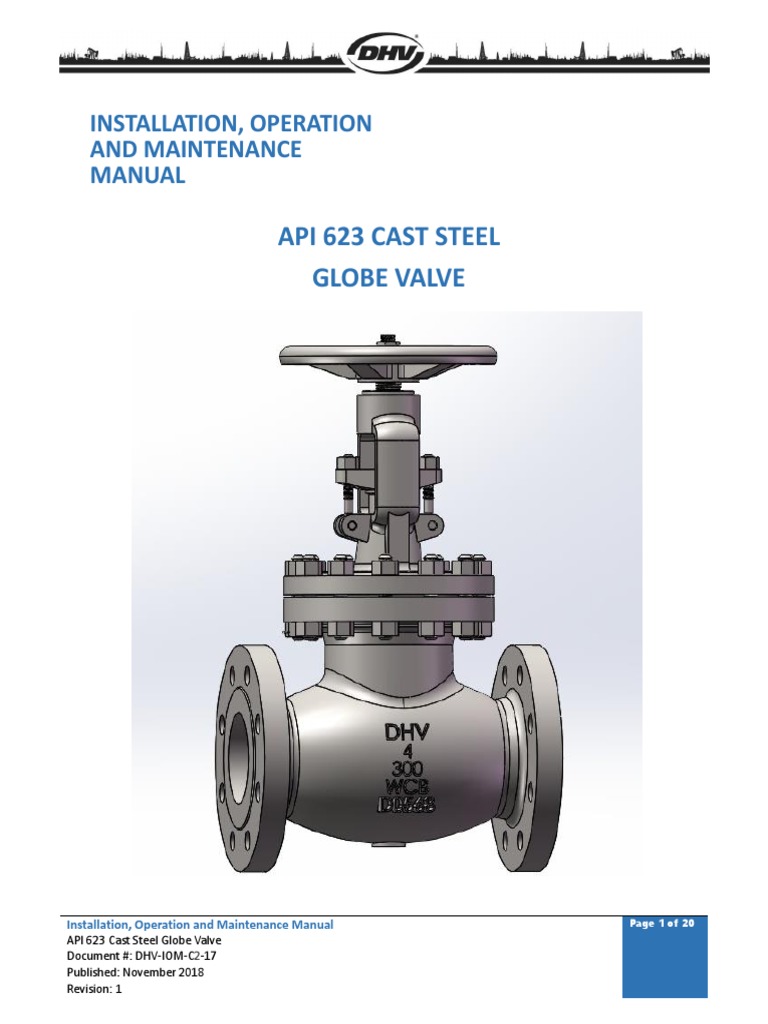 Api 623 Cast Steel Globe Valve Installation, Operation and Maintenance