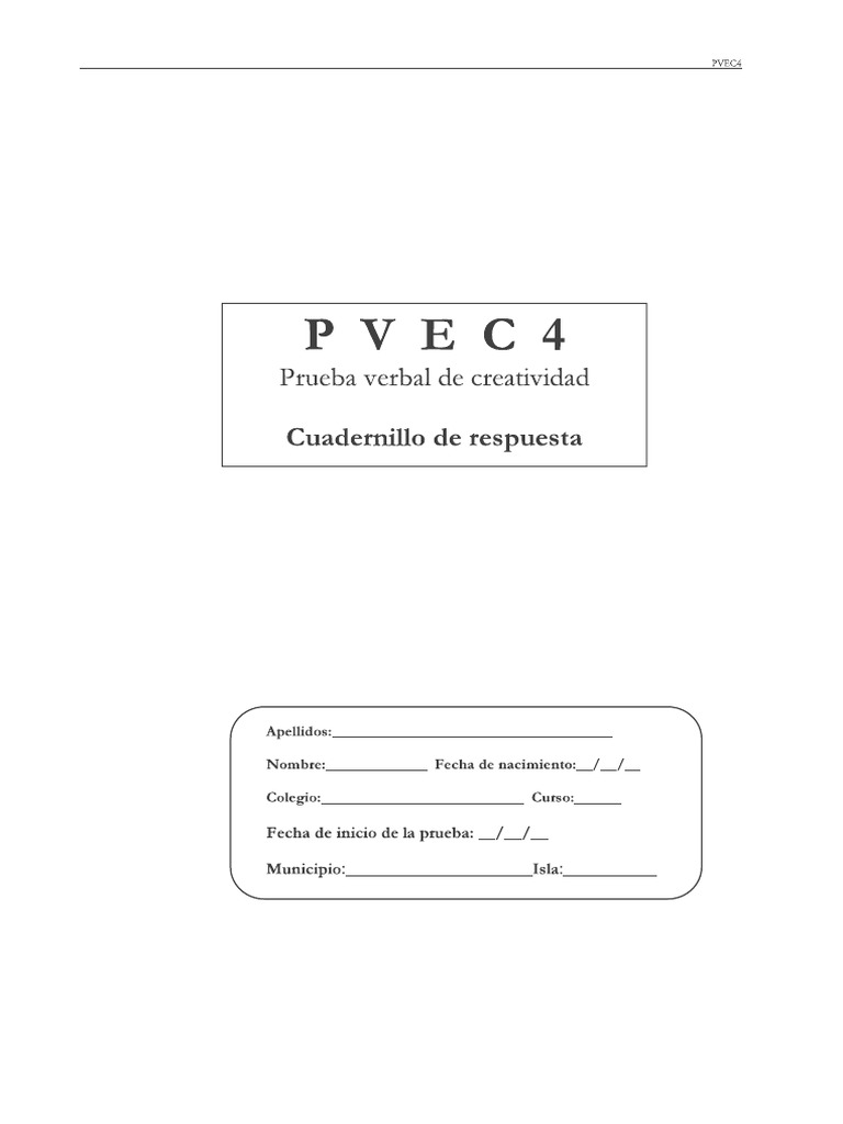 Cuadernillo PVEC 4 | PDF