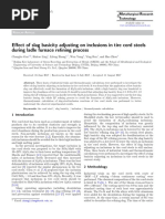 Effect of Slag Basicity Adjusting On Inclusions in Tire Cord Steels During Ladle Furnace Re Fining Process