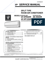 Service Manual: Split Type Room Air Conditioner Ae-X9Ghr AE-X12GHR Ay-Xp9Ghr Ay-Xp12Ghr