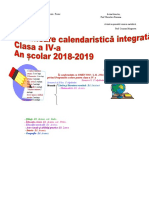 PLANIFICARE CALENDARISTICĂ CLASA A IV-a 2018-2019
