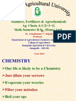 Manures, Fertilizers & Agrochemicals Ag. Chem. 6.3 (2+1 3) Sixth Semester B.Sc. (Hons) Agri