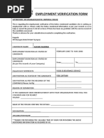 Employment Verification Form