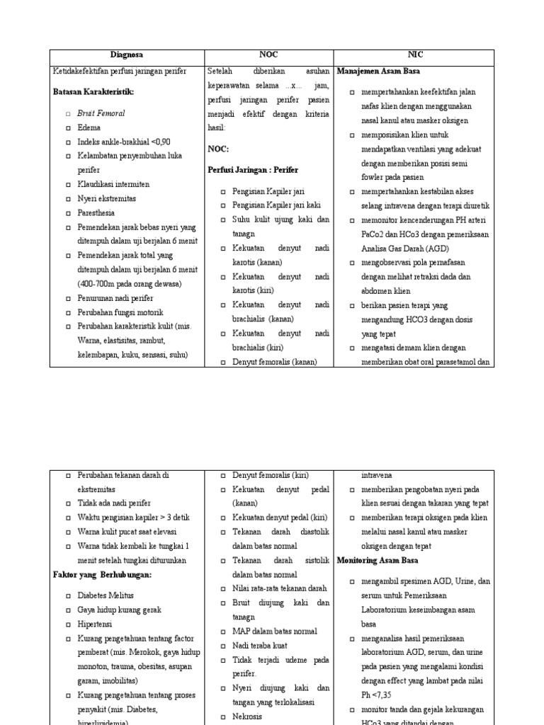 NCP Ketidakefektifan Perfusi Jaringan Perifer