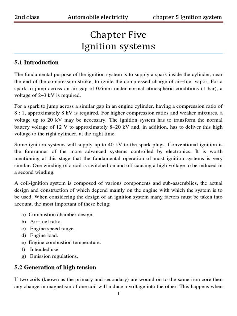 Chapter Five Ignition System | PDF | Ignition System | Distributor