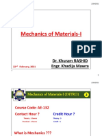 Mechanics of Materials-I: Dr. Khuram RASHID Engr. Khadija Mawra