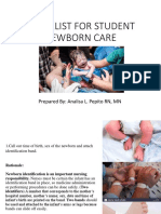 Handout Checklist For Student Newborn Care