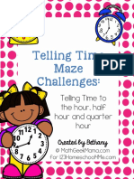 Telling Time Maze Challenges:: Telling Time To The Hour, Half Hour and Quarter Hour