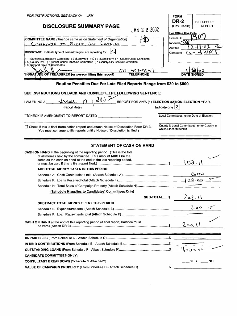 Campaign Finance Disclosure Report | PDF | Political Action Committee ...