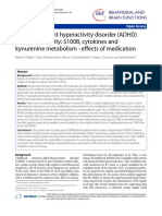 Attention-Deficit Hyperactivity Disorder (ADHD) and Glial Integrity: S100B, Cytokines and Kynurenine Metabolism - Effects of Medication