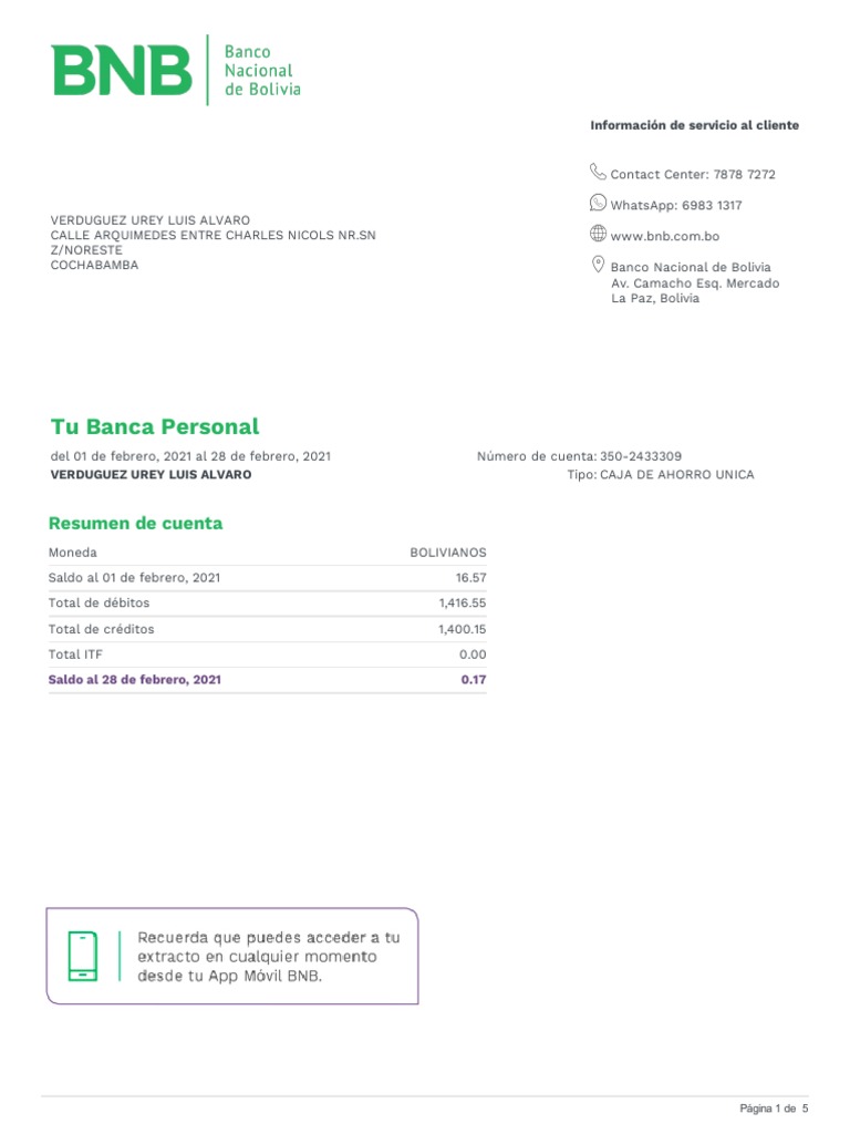 Resumen de Cuenta de Luis Alvaro Verduguez | PDF | Bancos | Dinero