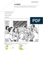 Where Are You From?: Unit 3 Listening Worksheet