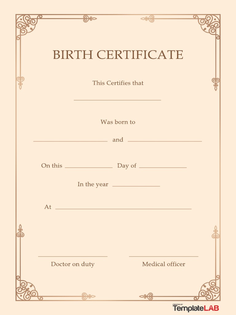 Birth Certificate Template  PDF