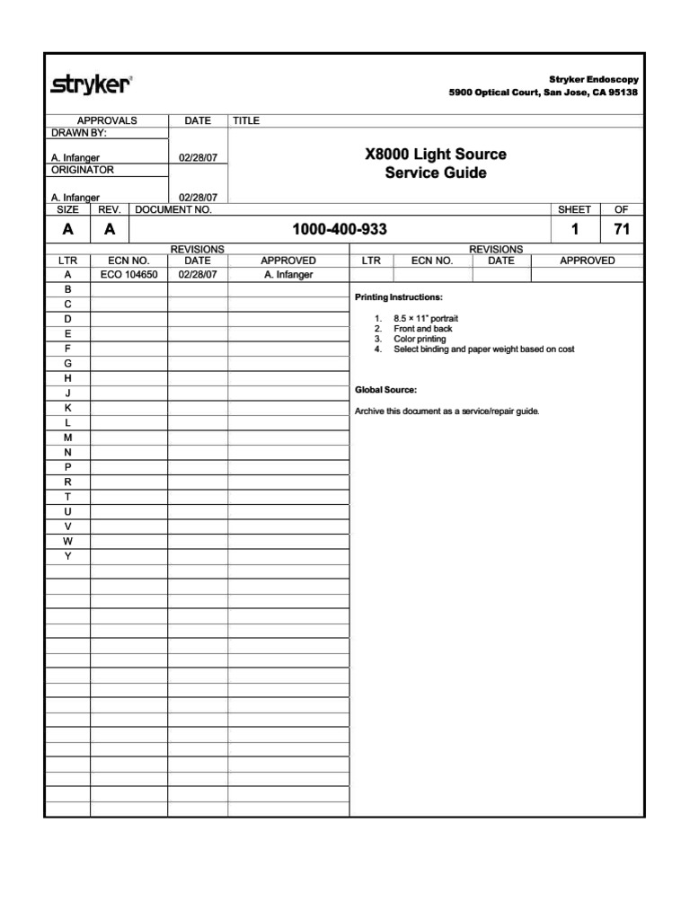 Stryker X8000 Light Source Guide | PDF | Endoscopy | Fuse (Electrical)