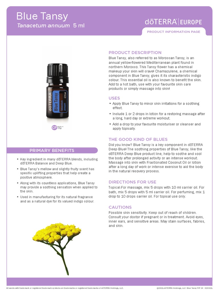 Blue Tansy: Tanacetum Annuum 5 ML | PDF | Blue | Nature
