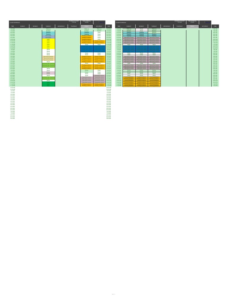 700 AM 30 MIN 700 AM 30 MIN Class Schedule Schedule Start Time