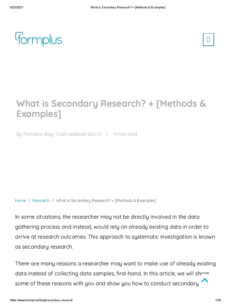 What Is Secondary Research + (Methods & Examples) PDF Data