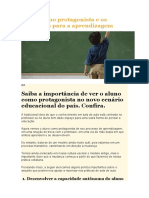 Aluno Como Protagonista e Os Benefícios para A Aprendizagem