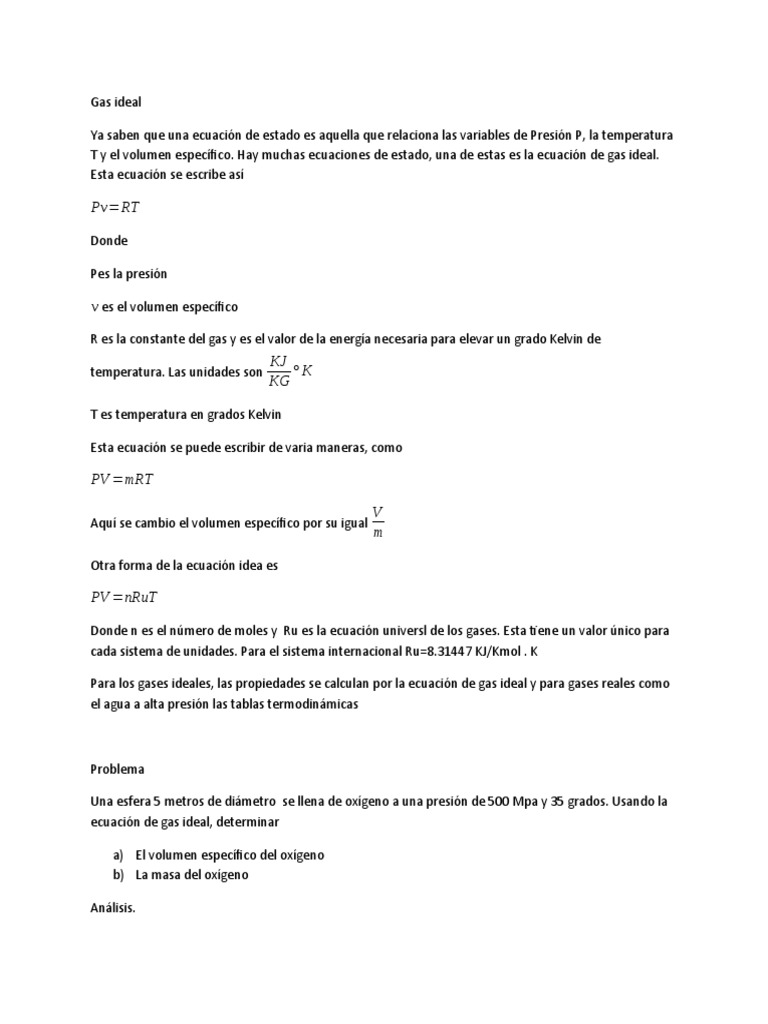 Ecuación de gas ideal y ejemplos prácticos | PDF | Gases | Temperatura