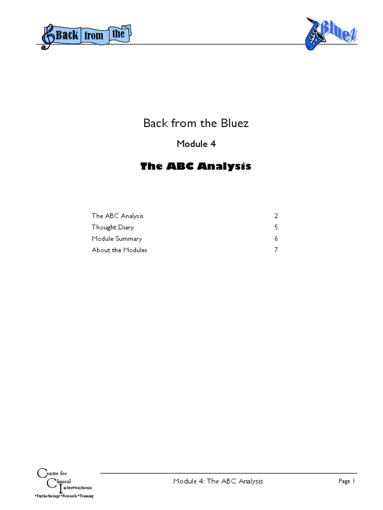 ABC Analysis for Managing Thoughts | PDF | Cognitive Behavioral Therapy ...