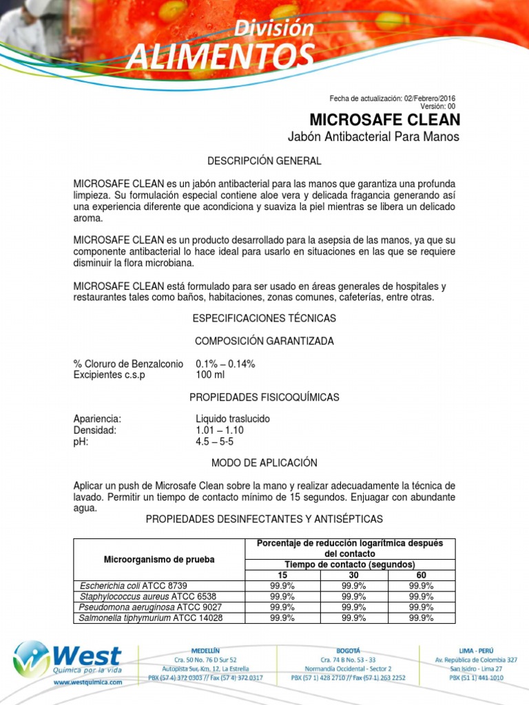 X Microsafe Clean Sin Aroma Bolsa X 1000 ML Ref PT0101007002 West | PDF ...