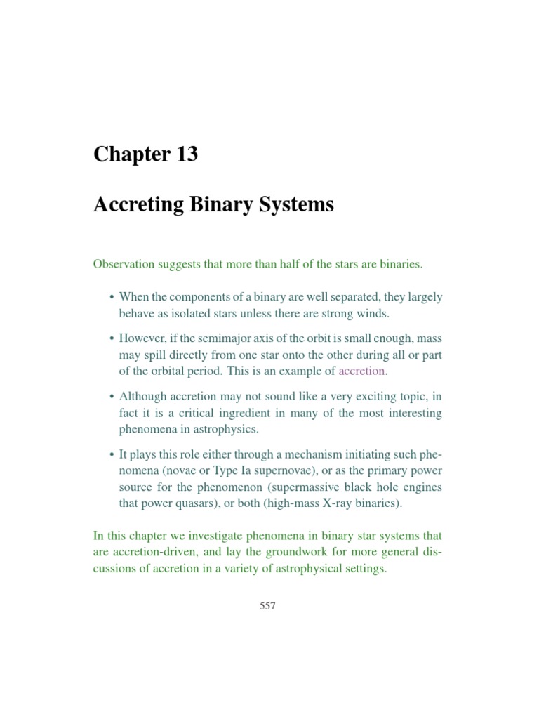 Accretion in Binary Star Systems | PDF | Black Hole | Stars