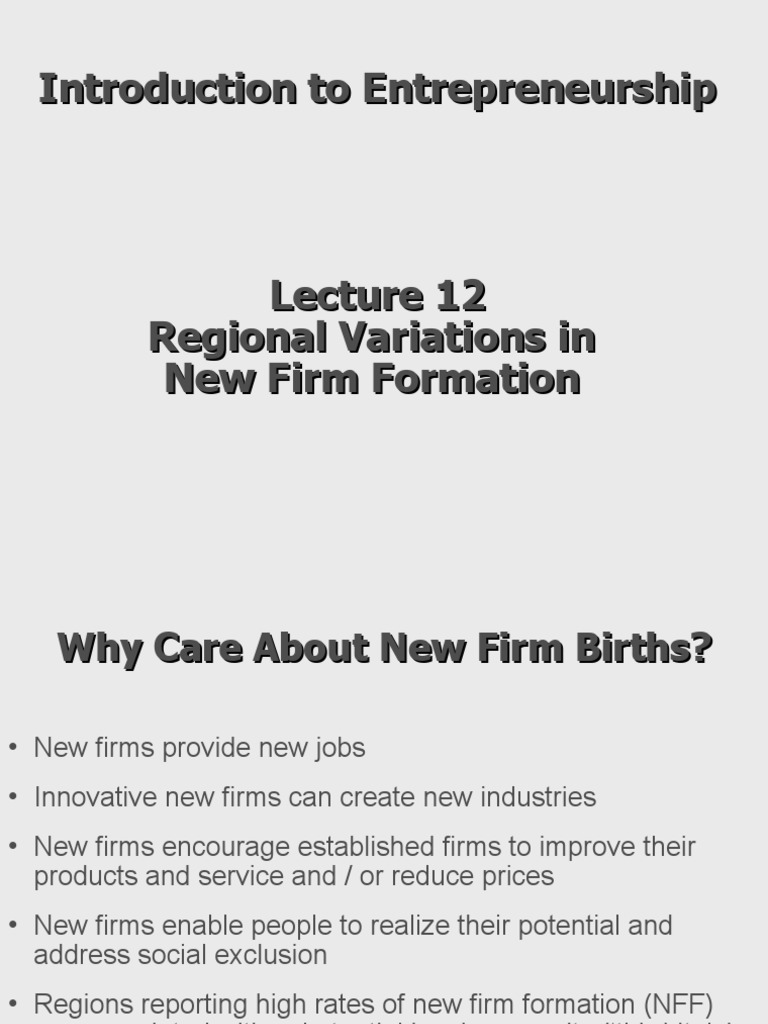 An Analysis of Regional Variations in New Firm Formation Rates and the Factors Influencing