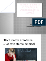 Starea de Bine A Elevilor Și A Pedagogilor În Școală