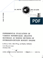 Experimental Evaluation Various Nonmetallic Ablative Materials Nozzle Sections of Hydrogen-Oxygen Rocket Engine
