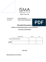 Analysis of Relationship Between Tourist Motivation and Choice of Destination