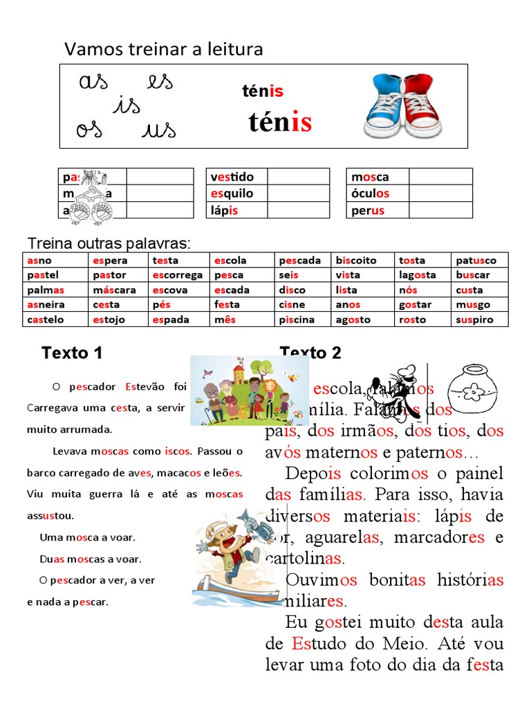 Leitura e Atividades com Palavras AS ES IS OS US | PDF
