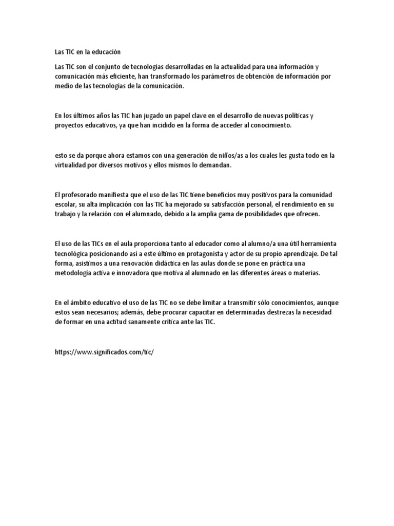 Impacto de las TIC en la educación | PDF | Ciencias sociales