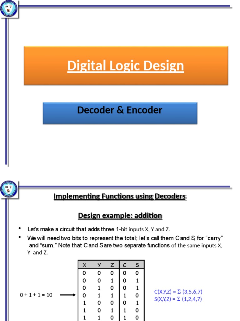 Digital Logic Design: Decoder & Encoder | PDF | Computer Engineering ...