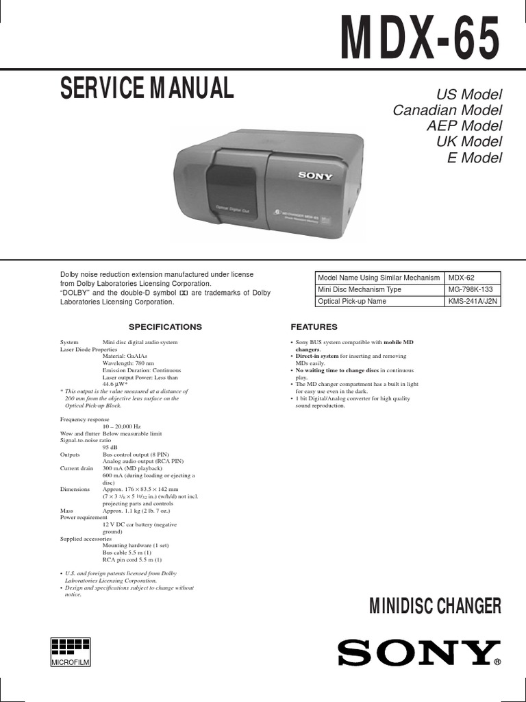 Service Manual: Minidisc Changer | PDF | Detector (Radio) | Amplifier