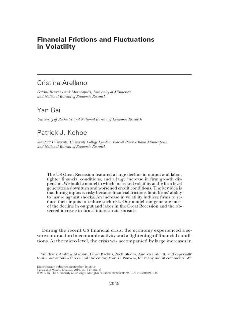 Financial Frictions and Fluctuations in Volatility | PDF | Labour ...