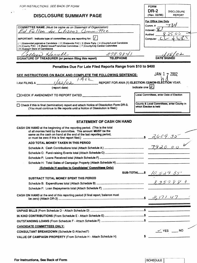 Campaign Finance Disclosure Report | PDF | Political Action Committee ...